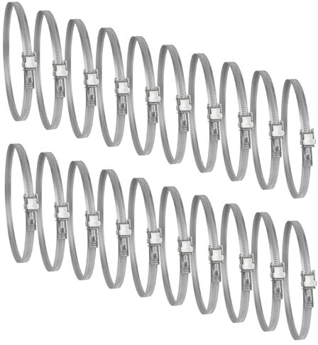 5 Inch Ducting Clamp - 20 Pieces of Adjustable Galvanized Steel Duct Hose Clamps with Worm Gear - Wide Diameter Range Fastener for Flexible Ducting (Pack of 20)