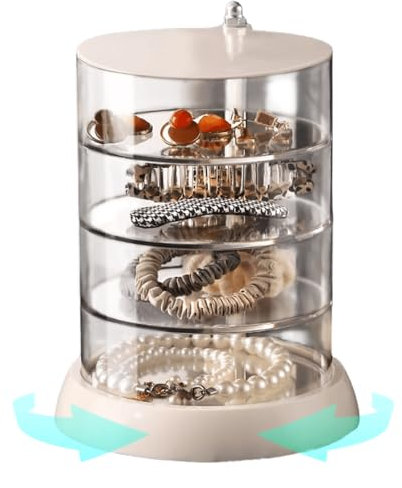 Terafeels Acrylic Hair Accessories Organizer Clear 4-Layer for Women Hair Tie Classify Storage by Layer Box Rings Bangles, 6604