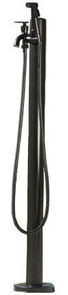 Schwarz Wassersäule Garten Wasserzapfsäule Edelstahl Frostsicherer Außenwasserhahn Wasserzapfstelle Auslaufhahn Wasserentnahmestelle(Color:Round column with spray gun,Size:95cm)