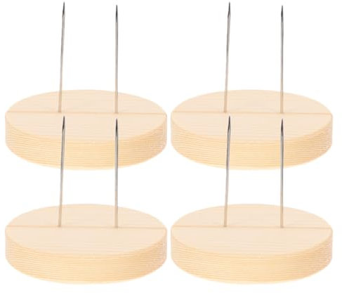 OUNONA 4 Stück Holzsockel Puppenständer, Nadelfilz Ausstellungsständer, Häkelpuppenhalter Für DIY Puppenzubehör, Filzpuppen-Vitrine Mit Doppelstift