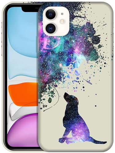 GlamCase for iPhone 11, iPhone 11 Case - Galaxy Dog Pattern Design Printed Slim & Sleek Cute Plastic Hard Snap on Protective Designer Back Phone Case/Cover for iPhone 11 White