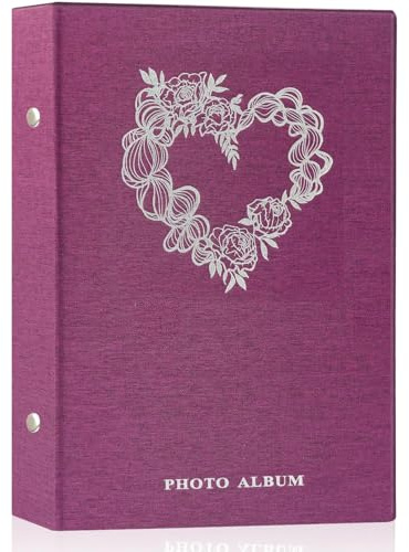 Miaikoe Photo Album 6x4 Slip in, Linen 300 Pockets Photo Albums Holds 300 Horizontal 10x15cm Photos for Family Wedding Anniversary (Purple)
