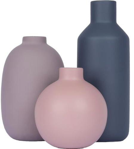 Lot de 3 Vases Décoratifs en Couleurs Morandi, Design Scandinave Minimaliste, Idéal pour la Décoration de Table, Salon, Bureau ou Étagère - Différentes Tailles