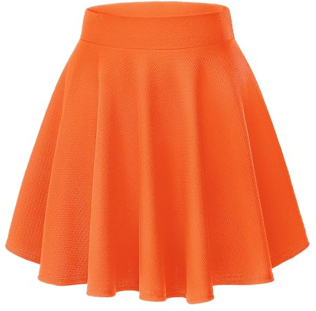 Damen Casual A Linie Hoch Taille Mini Rock Elegante Pull On Elastische Skater Kurz Röcke(S, Orange)