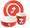 United Labels The Peanuts 3-teiliges Frühstücksset Snoopy, Rot mit Punkten, Geschirr Set aus Porzellan mit Teller Ø 19 cm, Tasse 220 ml und Schale 330 ml