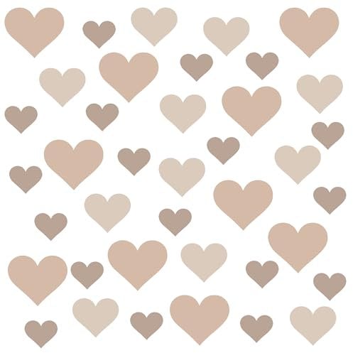 Muralo - Wandtattoo Kinderzimmer Mädchen und Junge,Herzen in Beigetönen - Wandsticker Wanddeko Babyzimmer, Wandaufkleber Deko Herzen Set- Br.60cm x Hö.30cm