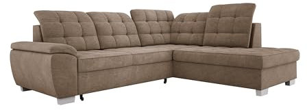 Ecksofa LOTTA In Hochwertigem ASTI Stoff, Mit Schlaffunktion, Geräumigem Stauraum Und Eleganter Polsterung Für Das Wohnzimmer, Maße 258x212cm, Anordnung auf der Rechten Seite Farbe: CAPPUCINO