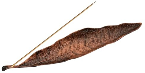 QOWIJEX 1 Stück Räucherstäbchen Halter Incense Holder Duftstäbchen Halter Leaf Raucherstäbchenhalter Ash Catcher Messing-Halter Kegelspule Räuchergefäß für Zuhause, Büro, Yoga, Meditation