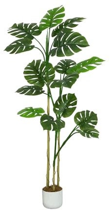 mcc direct Artificial Monstera Tree, 160cm Tall Large Decorative Artificial Plant with Plastic Planter and Artificial Moss for House Bedroom Office Garden Store Decoration