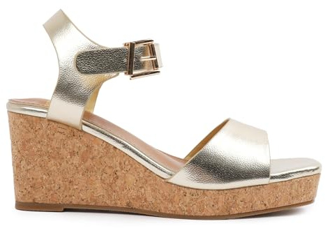 Womens Platform Wedge Heel Sandals Ladies Mid High Strappy Cork Wedges Office Work Party Heels Peep Toe Wide Fit Casual Buckle Strap Sandal