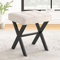 LUE BONA Fußhocker,Make-up Hocker mit X-Bein,Polsterhocker,Schminkhocker,Ottoman Sitz Fußstütze Hocker,Leinen Sitzhocker für Wohnzimmer,Schlafzimmer,43 x 33 x 46 cm,Leinen-Schwarze