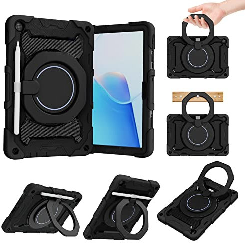 Fundas para tabletas Funda Compatible with niños Compatible with Huawei Enjoy Tablet 2/MatePad T10/T10S/Matepad SE, funda con soporte con mango giratorio de 360°, carcasa resistente a roturas tres en