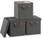 WOLTU Faltbare Aufbewahrungsboxen 3 Stück, Stoffboxen mit Deckel und Metallrahmen, Aufbewahrungswürfel für Wohnzimmer, Schlafzimmer, Arbeitszimmer, Mehrzweck, Grau, 27x27x27cm