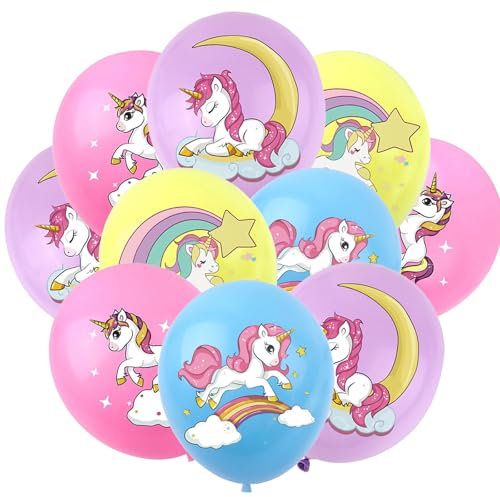 Ovanda Luftballons Geburtstag,Einhorn Luftballons,Luftballons Bunt,Unicorn Birthday Decoration,Cartoon Ballons,Multicoloured Unicorn Balloons für Kinder Geburtstag Sfeier,Babyparty,Jubiläum Party Deko