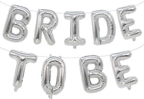 Gleemix Bride to be Deko Luftballon, Junggesellenabschied Frauen Dekoration Luftballons, Silber Hochzeit Folienballon, 9 pcs Jga Deko Luftballons, 16 Zoll, für Hochzeits Deko