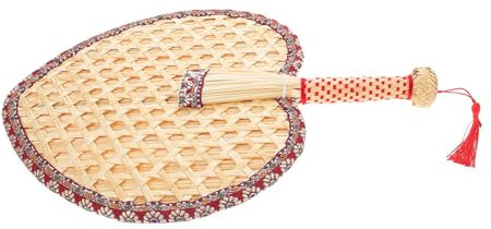 FRCOLOR Handgefertigter Gewebter Fächer Palm Handfächer Handgeflochtenes Rattan Paddel-fan Vintage Handfächer Weidenfächer Handfächer Aus Natürlichem Bast Fächer Aus Raffiabast