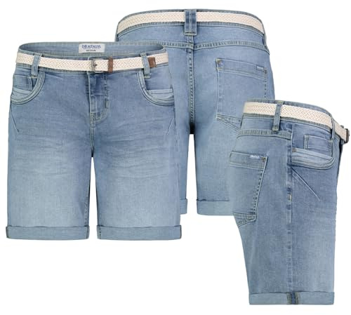 Sublevel Damen Jeans Shorts Bermuda Kurze Hose Shorts Short Denim Stretch Denim, Farbe:Light-Blue-Demin, Größe:XL
