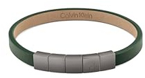 Calvin Klein Armband für Herren Kollektion MINIMALISTIC SQUARES mit Schwarzem oder Grünem Leder und Verschluss aus Edelstahl
