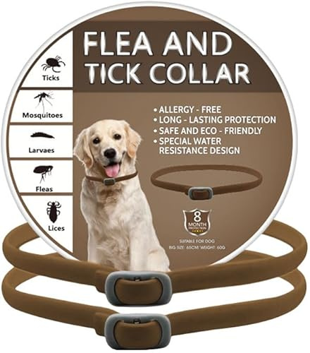 2 PCs Dog Collars, Adjustable Collar for Dogs Waterproof Soft Comfortable Collar with 32 Weeksr, One Size Fits All, brown