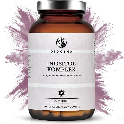 QIDOSHA® D-chiro- & Myo-Inositol, 120 Kapseln im Apothekerglas, 700mg Inositol-Komplex pro Kapsel, davon 550 mg Myo-Inositol und 150 mg D-chiro-Inositol, jede Charge in externem Labor geprüft