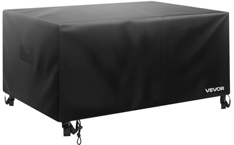 VEVOR Patio Furniture Cover, 420D Heavy Duty Waterproof Outdoor Dining Table and Chairs Cover, Large Squre Patio Table Covers with Air Vent for All Weather, 126L x 126W x 32H inch, Black