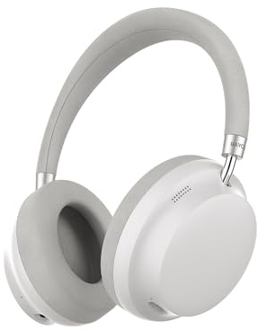 Raycon Essential Kopfhörer – Kabellose Bluetooth-Over-Ear-Kopfhörer, mit hybrider aktiver Geräuschunterdrückung, 5 eingebauten Mikrofonen, IPX4 wasserdicht und 50 Stunden Akkulaufzeit (Weiß)