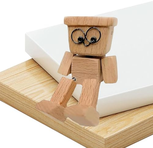 Wackelnder Holzmann, Wackelnde Holzfiguren Mit Füßen Wackelfigur Auto Schüttelnde Holzmann-Figur, Ausdrücke Schwankt,handgefertigte Actionfigur Auto-Ornament,lustige Wackelkopf Armaturenbrett-Dekors