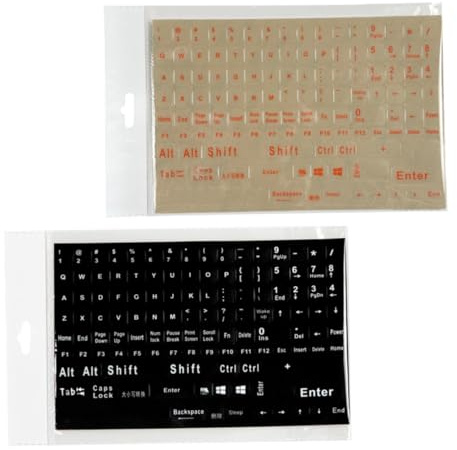 FUNNETOYU Englische Tastaturaufkleber für Computer und Laptop, 2 Bögen PVC | Transparentes Layout mit Zahlenblock, Geeignet für Desktop und Notebook, Einfache Anwendung