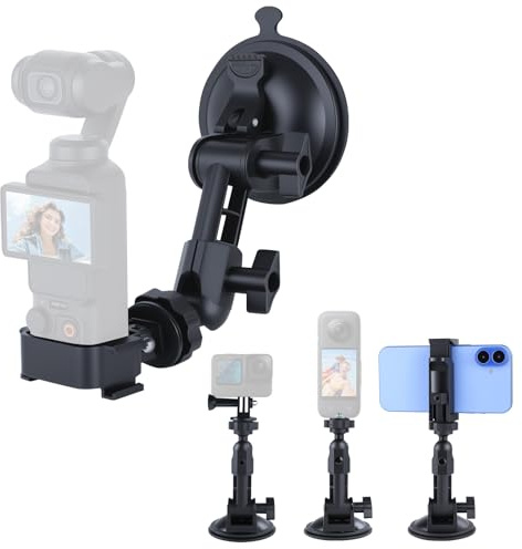 UTEBIT Support Caméra Ventouse Compatible avec DJI Osmo Pocket 3, Support de Voiture à Ventouse pour Accessoire d'extension pour DJI OSMO POCKET3 avec Clip de téléphone pour Vlog/POV