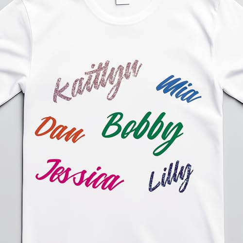 Custom Iron On Name Vinyl Transfer – Personalised Script Text for T Shirts, Hoodies & Bags | Heat Press Decal | Font 13