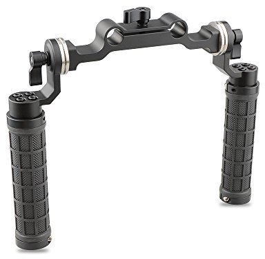 CAMVATE 15mm Rod & Soft rubber grip Shoulder Mount Rig with Rosette Standard Accessory for DSLR(Black,M6 thread,31.8 mm)