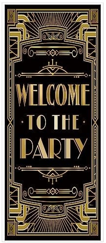 musykrafties Goldenen 1920er Gatsby Themenparty Türabdeckung 72x30 Zoll - Welcome to The Party