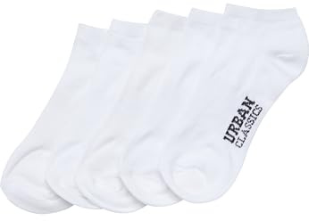 Urban Classics Herren Füßlinge Logo No Show Socks 5 - Pack TB2157, Gr. 35/38 (Herstellergröße: 35-38), Weiß (White 00220)
