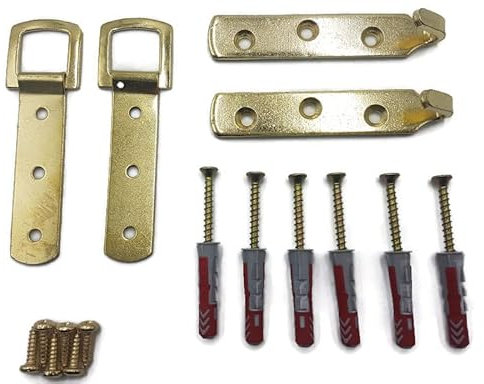 Heavy Duty Brass Plated Large Picture/Mirror Hanging kit - Plaster & Solid Walls - UP to 25KGS
