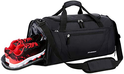 Mouteenoo Sporttasche 40L Sport Reisetasche für Herren und Damen mit Schuhfach (One_Size, Black)