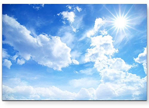 Paul Sinus Art Leinwandbilder | Bilder Leinwand 120x80cm strahlender Himmel mit Wolken