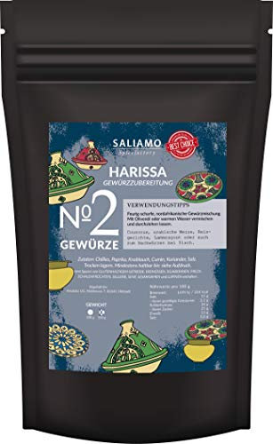 250g Harissa Gewürzmischung, zur herstellung von Harissa Paste, nordafrikanische Spezialität, auch zum würzen von Fleisch, Geflügel, Steaks, Lamm und Gemüse | Saliamo