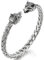 JewelryWe Schmuck Herren Armband Edelstahl Gegenüber Wolf Wolfskopf geflochten Draht Kabel Wikinger Biker Offen Armreif Armspange Silber