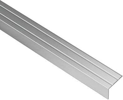 Gedotec Treppen-Kantenprofil selbstklebend | 1 Stück - Stufen-Kantenprofil Aluminium silber | 1000 mm | Bodenprofil ungelocht zum Kleben | Winkel-Schutzprofil 25 x 20 mm | Alu-Winkelprofil mit Rillen