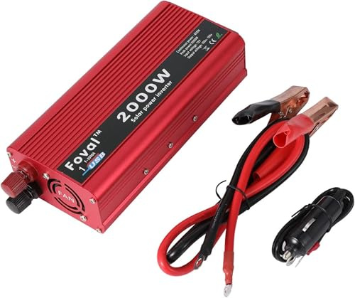 KSTE 2000W DC 12V a 110V AC Power Inverter Convertidor W/Salidas Duales Compatible with USB al Aire Libre de Coches Inicio