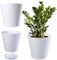 KADAX Pot de Fleurs en Plastique avec Soucoupe Incorporée, Pot de Plantes avec Conception Raffinée pour la Décoration d'Intérieur (13 cm, Blanc)