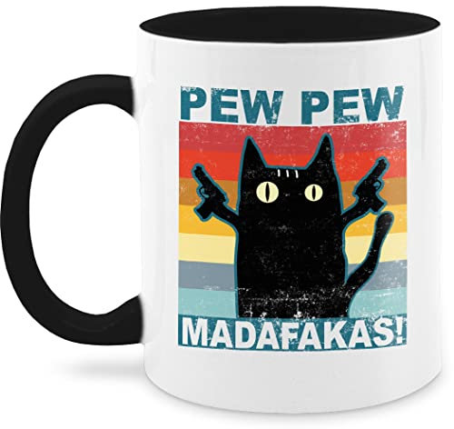 Tasse Tassen 325ml - Statement - Pew Pew Madafakas pewpewpew - 325 ml - Schwarz - katzentassen kaffetassen sprüche statements cat kaffeetasse katzenteetasse statement-tasse frohes neues jahr cats