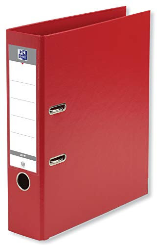 OXFORD Classeur à Levier Smart Pro+ A4XL Dos 80mm 2 Anneaux Couverture Polypro Rembordée Rouge