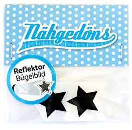 Stern | Reflektierendes Bügelbild 2er-Set | Reflektor | Reflektorfolie zum Aufbügeln | 2,5 cm | Schwarz