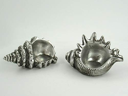 2er-Set Muschel Teelichthalter aus Porzellan Maritime Dekoration – stilvolle Deko für Meerliebhaber & Küstenflair - Maritime Deko (Altsilber) B 12,5cm x T 7,5cm x H 6,5cm