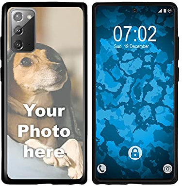 PhoneNatic Custom Hülle kompatibel mit Galaxy Note 20 in Schwarz Personalisiert zum selbst gestalten mit eigenem Foto ganz individuell