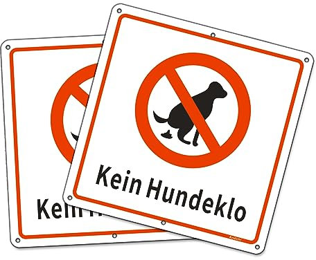 Andchi 2tlg Kein Hundeklo Schilder Alu Gartenschild Wieseschild Metall Keinhundeklo Schild Outdoor, Größe 20 * 20cm