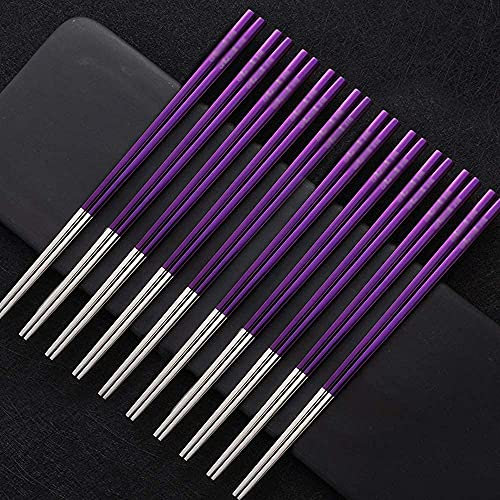ZHANGDONG Palillos Chinos Palillos japoneses Palillos Sushi Acero Inoxidable Juego de 10 Pares de Palillos japoneses de Metal de Acero Inoxidable, para Adultos, niños, Principiantes, vajilla an
