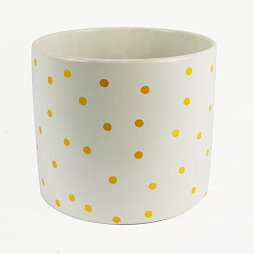 Leaf Pot de Fleurs en céramique, 15 cm, Pois dorés