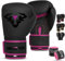 Islero EVO Fitness - Guantoni da boxe da uomo, colore nero opaco, da donna, rosa, per MMA, Muay Thai, arti marziali, kickboxing, sparring, allenamento, combattimento, con fasce per le mani (8 oz,